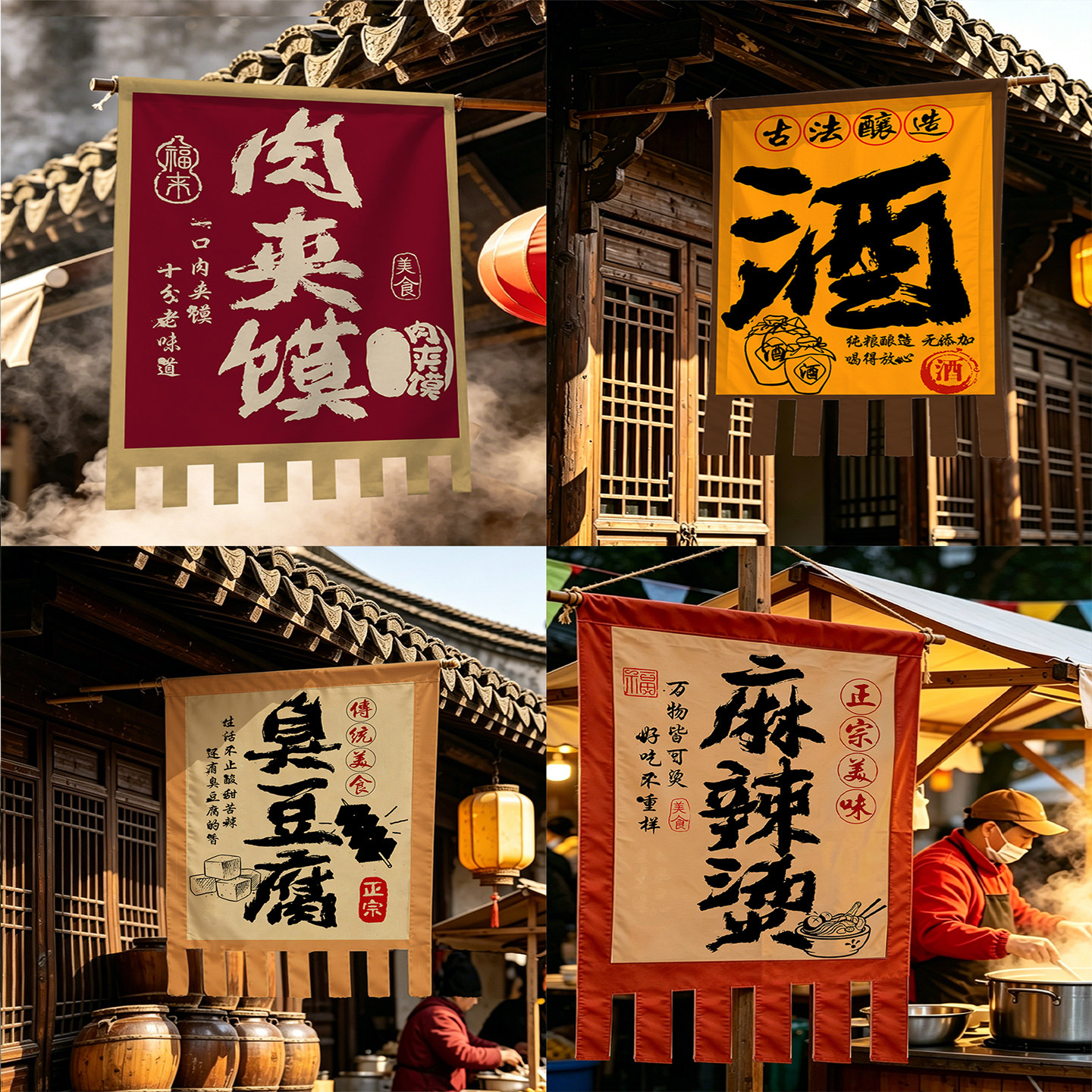 古镇老街集市复古招牌挂布店铺名字广告仿古旗定制门头古风挂旗子