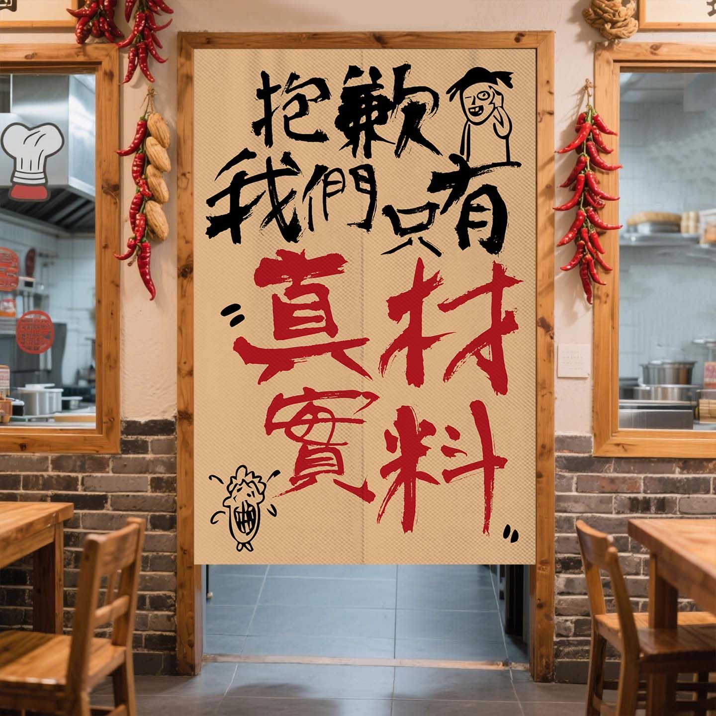 趣味文字厨房餐饮店门帘