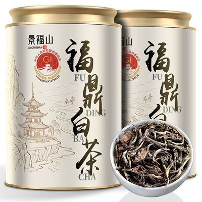 景福山 正宗福鼎白茶2017年原料老寿眉陈年枣香老白茶散茶40g罐装