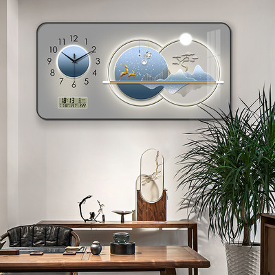 北欧麋鹿钟表挂钟客厅创意时尚万年历电子钟挂墙简约大气餐厅时钟