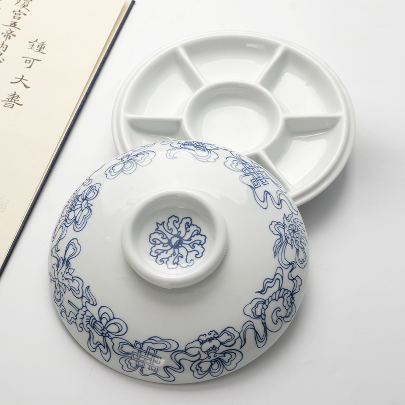 旗舰店八宝青花文房摆件调色盘