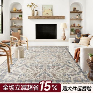 波西米亚中古法式 楼兰美惠 复古地毯客厅卧室床边毯防水抗污ins风