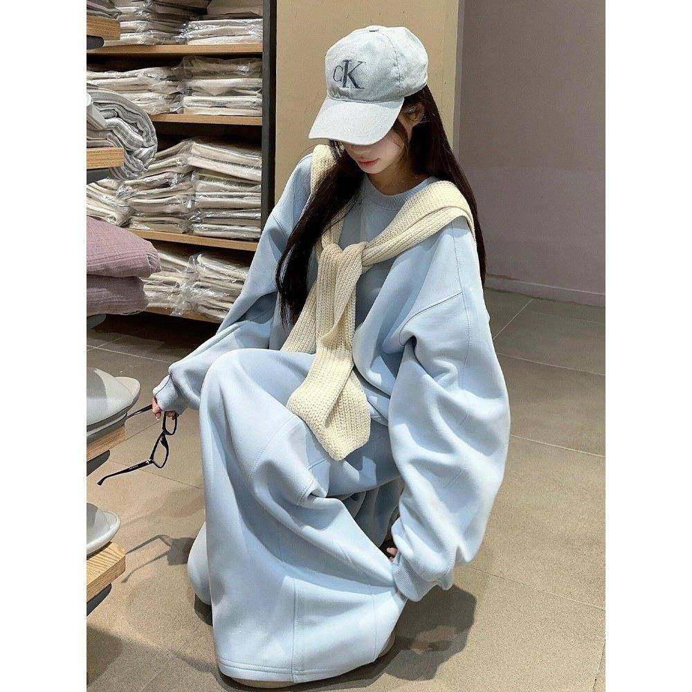 韩系穿搭一整套小个子又a又飒学生宽松运动休闲卫衣套装女秋冬款