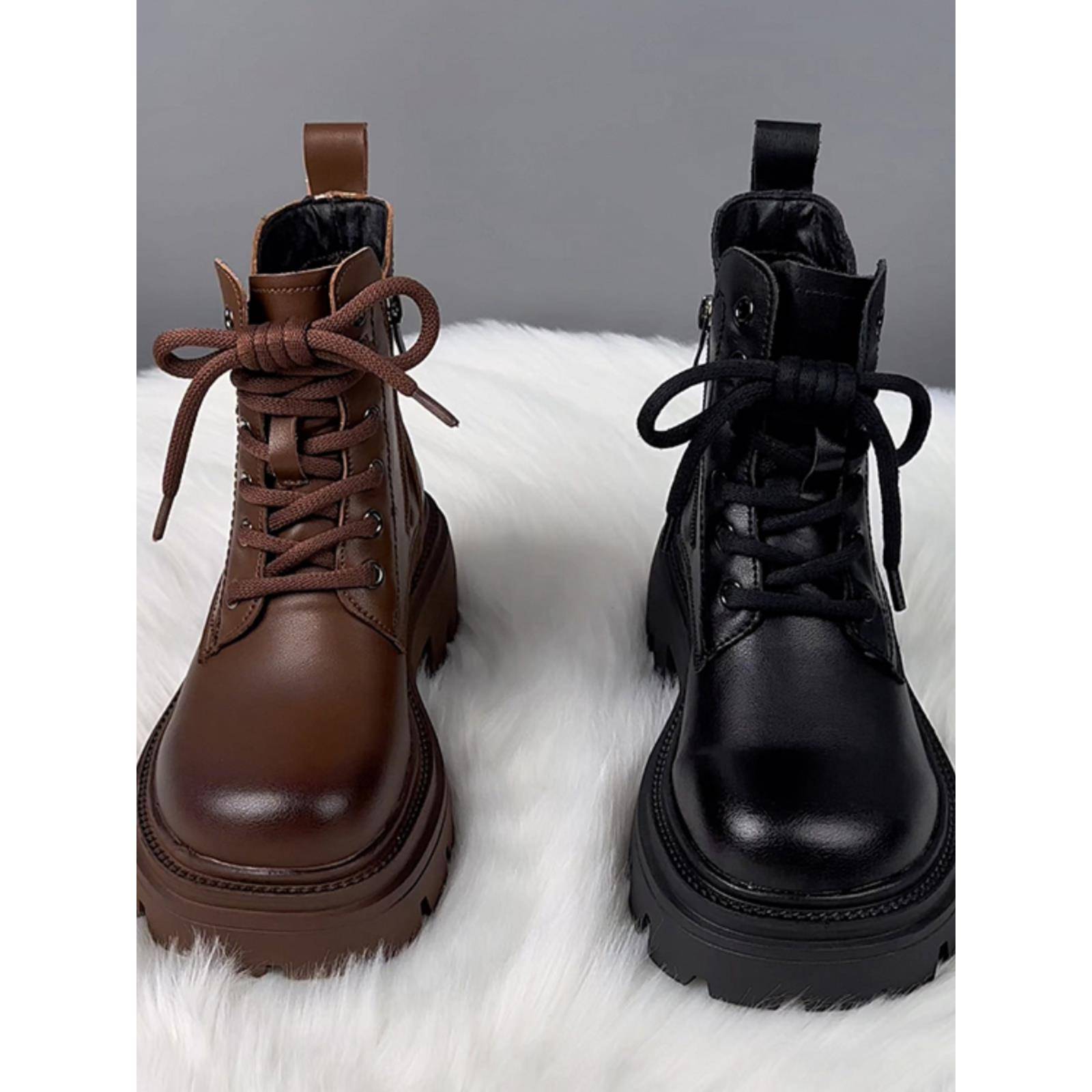 真皮马丁靴女英伦风新款秋冬季加绒厚底短靴百搭小个子单靴松糕鞋