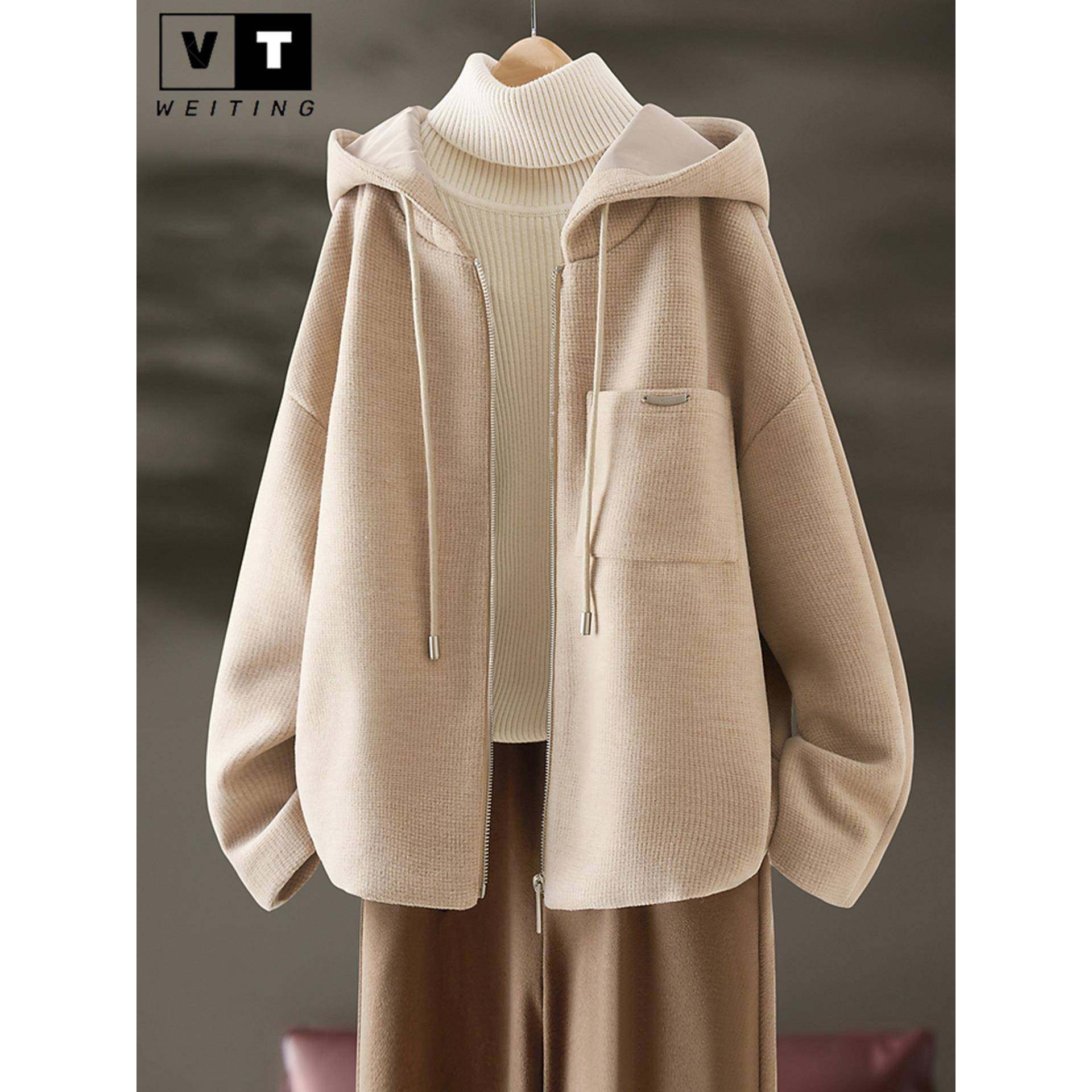 WEI TING春秋连帽小个子2025年春秋新款今年流行爆款卫衣短外套女
