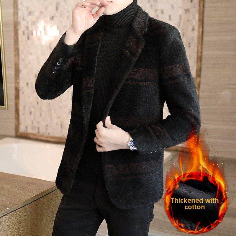 羊绒大衣男款冬季加绒加厚西服大码短款西装外套男士羊毛呢子大衣