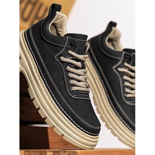 潮牌2025秋冬季新款英伦风工装男休闲皮鞋增高软底运动低帮马丁靴