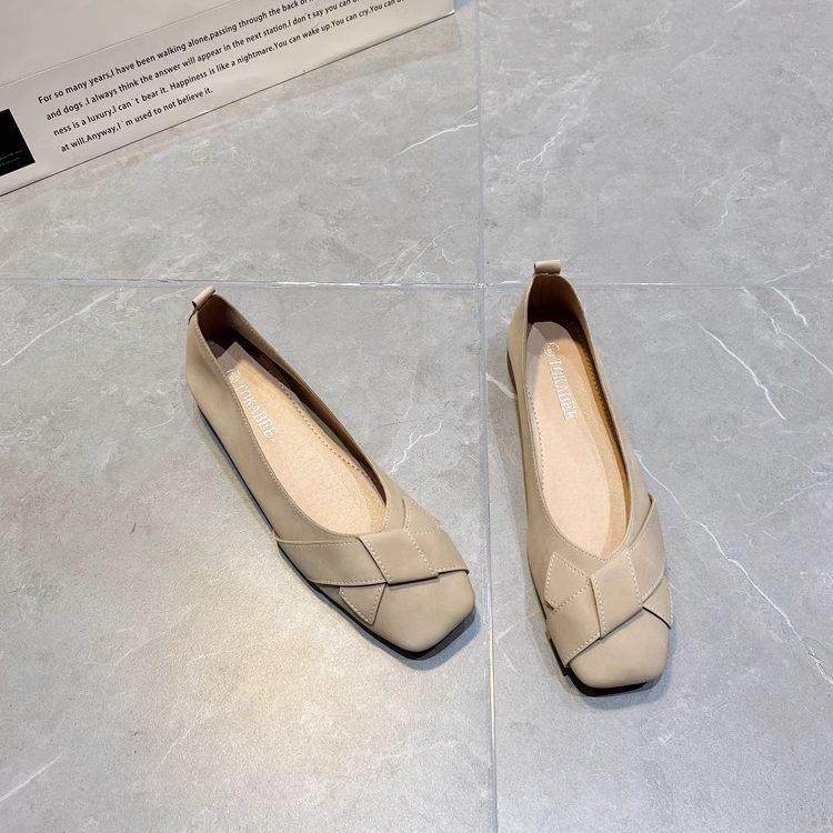 覆古浅口平底单鞋女2025年春秋新款百搭交叉带方头温柔小众奶奶鞋,女鞋,浅口单鞋,淘宝优惠券,粉丝福利购,淘宝优惠卷