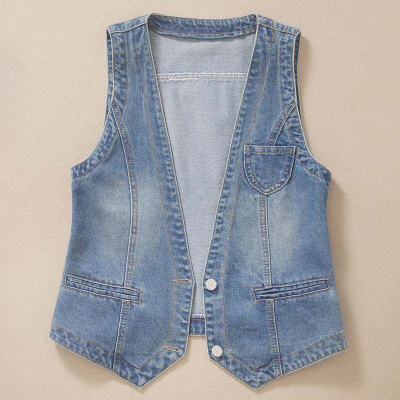 韩国牛仔马甲女士春秋新款外搭薄款马夹小背心时尚坎肩短款外穿潮