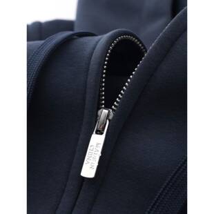 Mostarsea~600G重量级海军蓝丝绒连帽男开襟羊毛衫女式海军蓝银狐