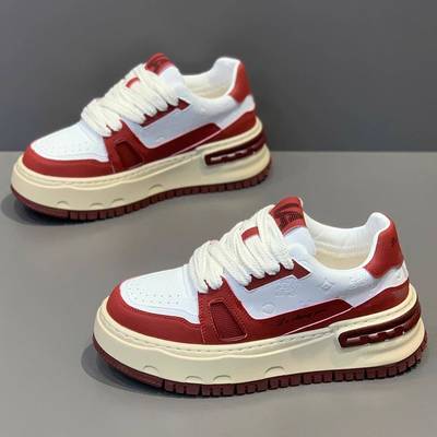 男鞋2025新款秋季透气厚底增高老爹鞋百搭运动休闲鞋胖丁面包板鞋