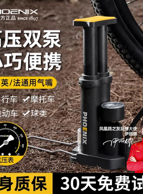 凤凰脚踩打气筒自行车高压家用电动电瓶车摩托车便携式篮球充气泵