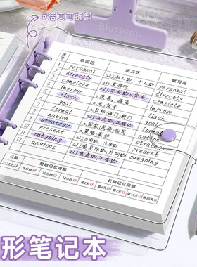 高颜值方形单词本PVC软皮活页笔记本本子可拆卸简约ins风正方形加厚高中生大学生考研用英语单词本英文生词本