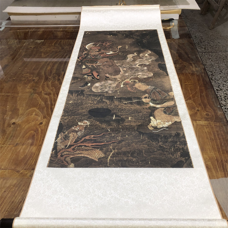 元 佚名 降龙罗汉图 古代工笔人物画国画艺术微喷复制装饰画佛画