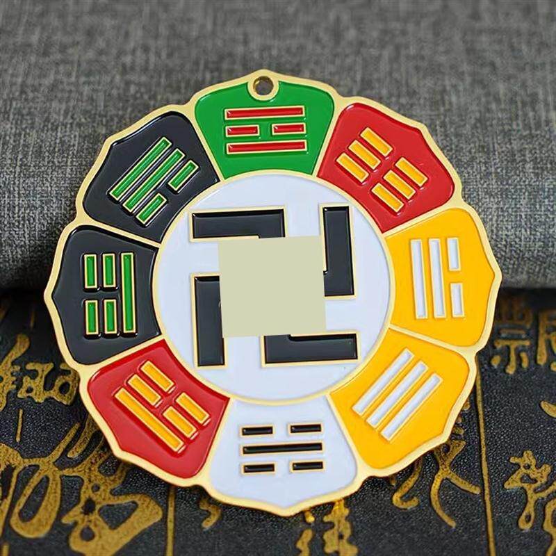 大黄万字符吊坠8cm黄莲花盘中黄太极图烤漆立体后天八卦三元两元