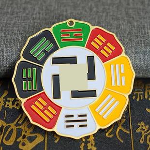 大黄万字符吊坠8CM黄莲花盘中黄太极图烤漆立体后天八卦三元两元