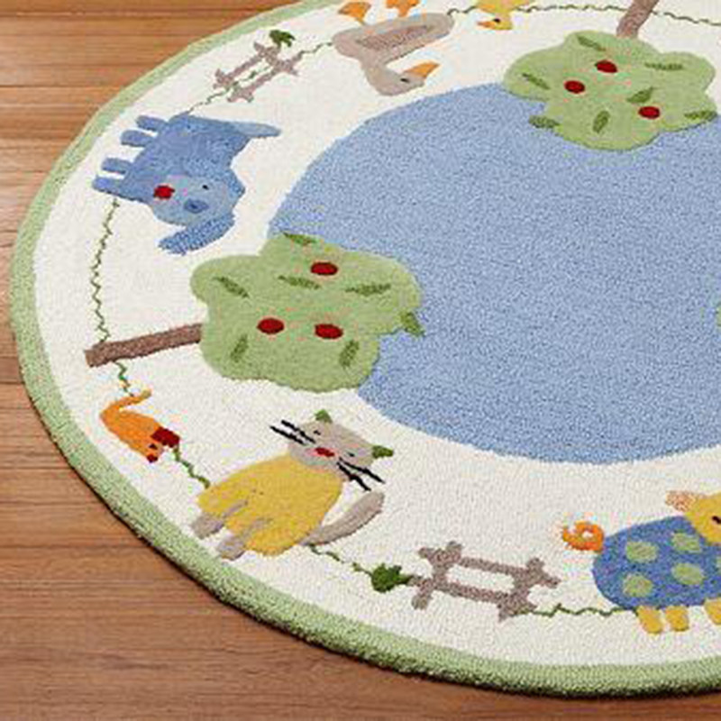 儿童房圆形地毯客厅地毯卡通可爱卧室床边摇椅地垫加厚电脑椅毯子