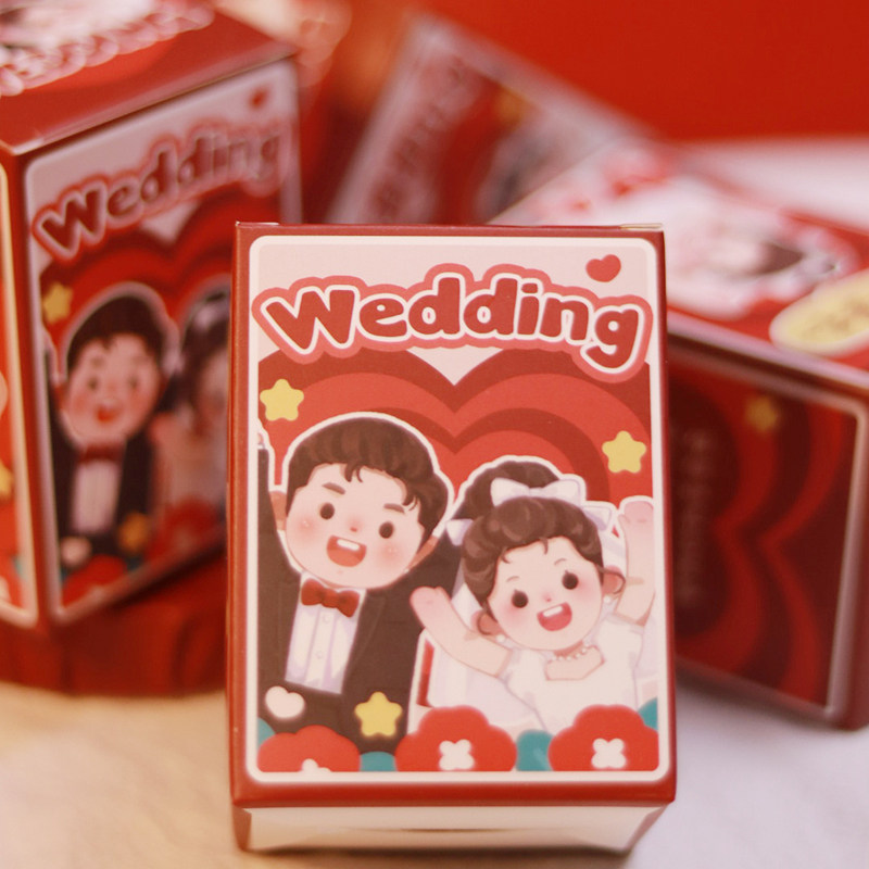 原创可爱创意糖盒结婚订婚婚礼口袋糖果盒定制伴手礼卡通包装纸袋