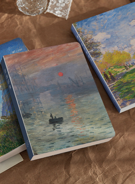 玖玖文房 Engrams空白页A6包背本世界名画系列莫奈日出印象随身便携小本子高颜值手账本笔记本简约学生用本子