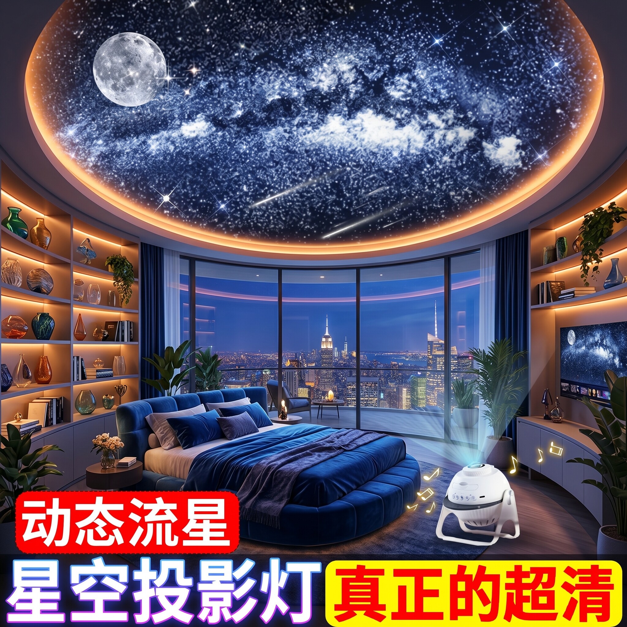 星空投影灯小夜灯卧室睡眠灯气氛围满天星音响生日礼物送女生新款