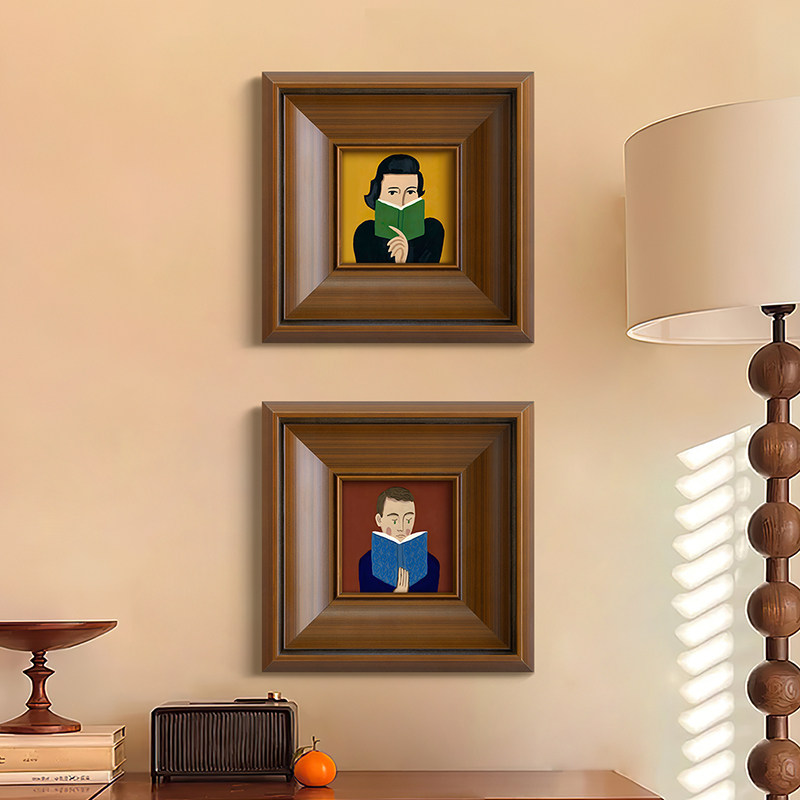 法式小众艺术客厅装饰画北欧现代简约原木风卧室床头小幅趣味挂画