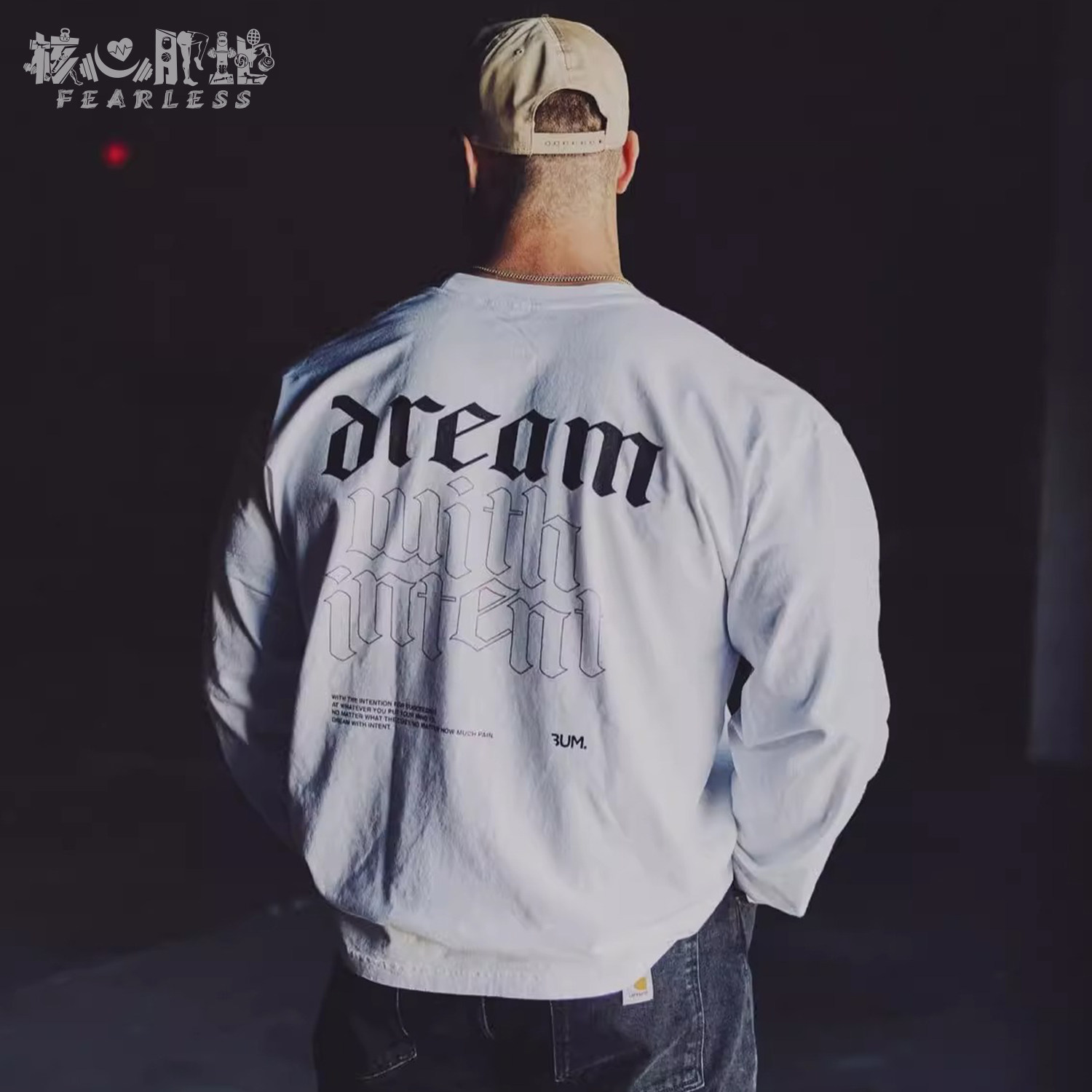 运动长袖t恤克里斯健身纯棉训练打底穿秋冬季撸铁宽松男女健身房