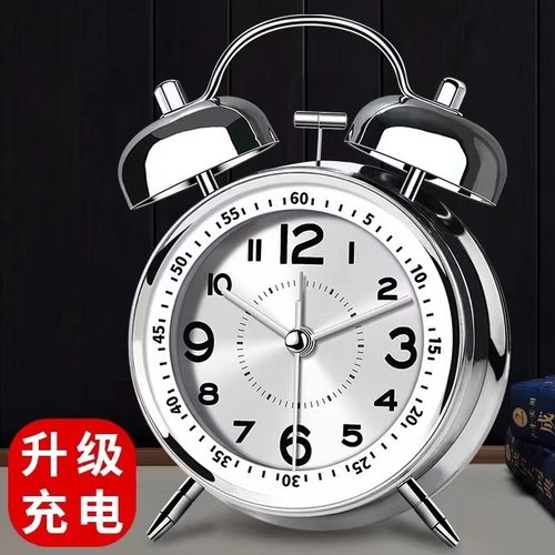 金属闹钟学生专用2025新款超大声荧光静音可充电闹钟两用卧室清仓