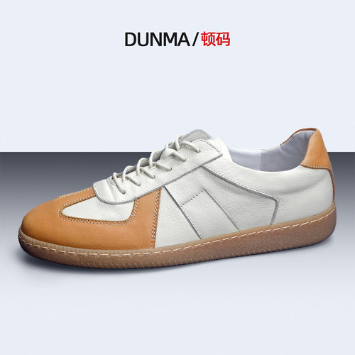 新款德训鞋男夏季透气真皮板鞋潮