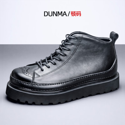 厚底增高英伦头层牛皮高帮马丁靴