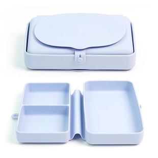 儿童硅胶分格防摔辅食碗折叠辅食餐具宝宝便携餐盘合掌包荷包碗