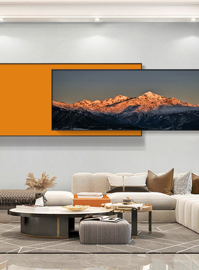 背靠金山现代简约客厅装饰画橙色沙发背景墙挂画双联轻奢叠加壁画