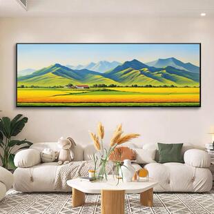 背有大靠山挂画客厅沙发背景墙装饰画田园风格丰收壁画无水青山图