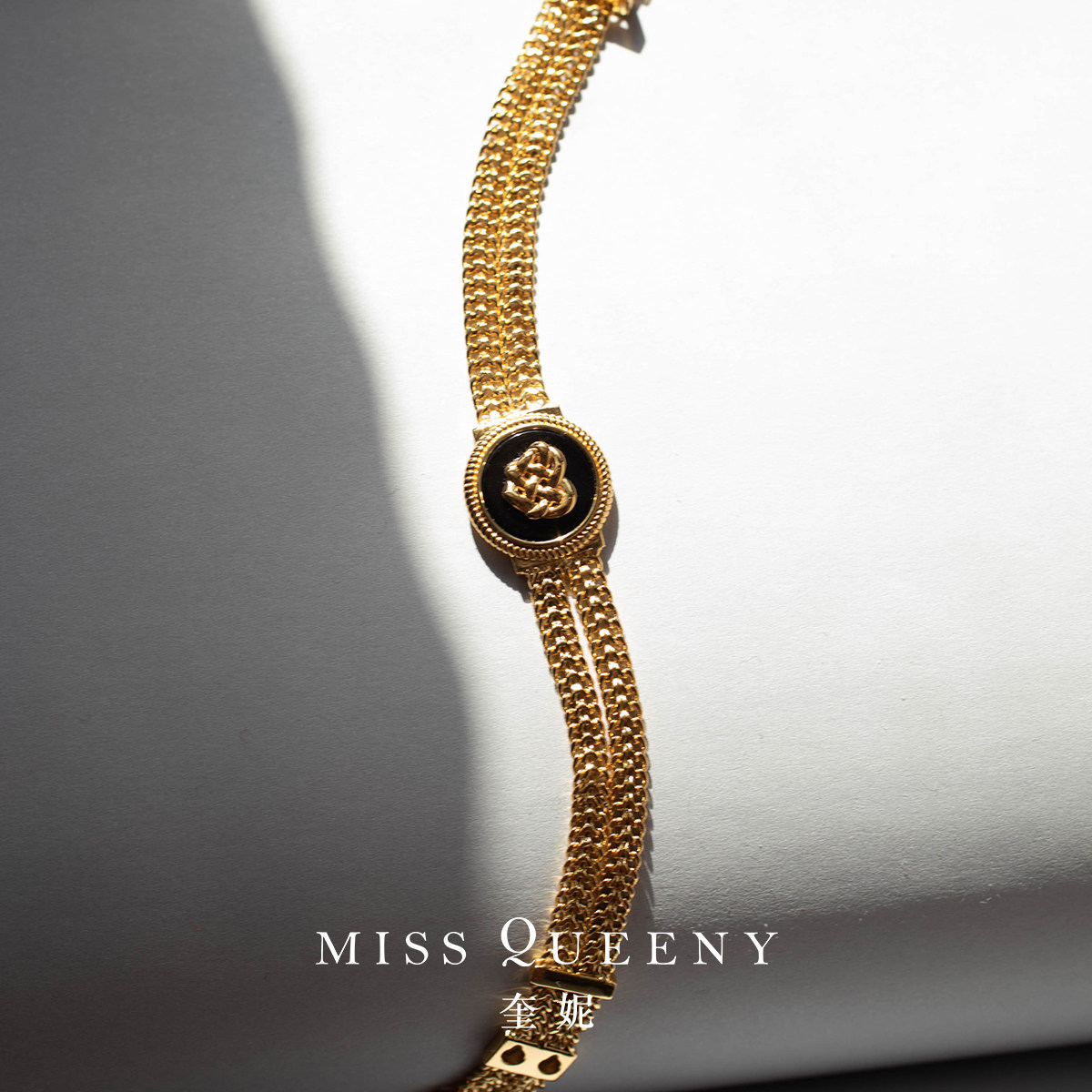 missqueeny奎妮小姐|西西里sicilia黑玛瑙圆币手链复古手表时髦