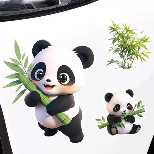 呆萌熊猫创意车身贴纸
