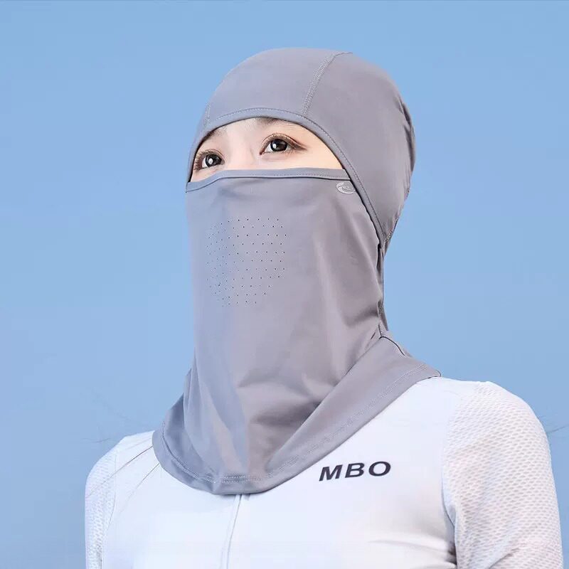 夏季防晒冰丝头套女士户外骑车全脸防紫外线遮阳帽子透气薄款面罩