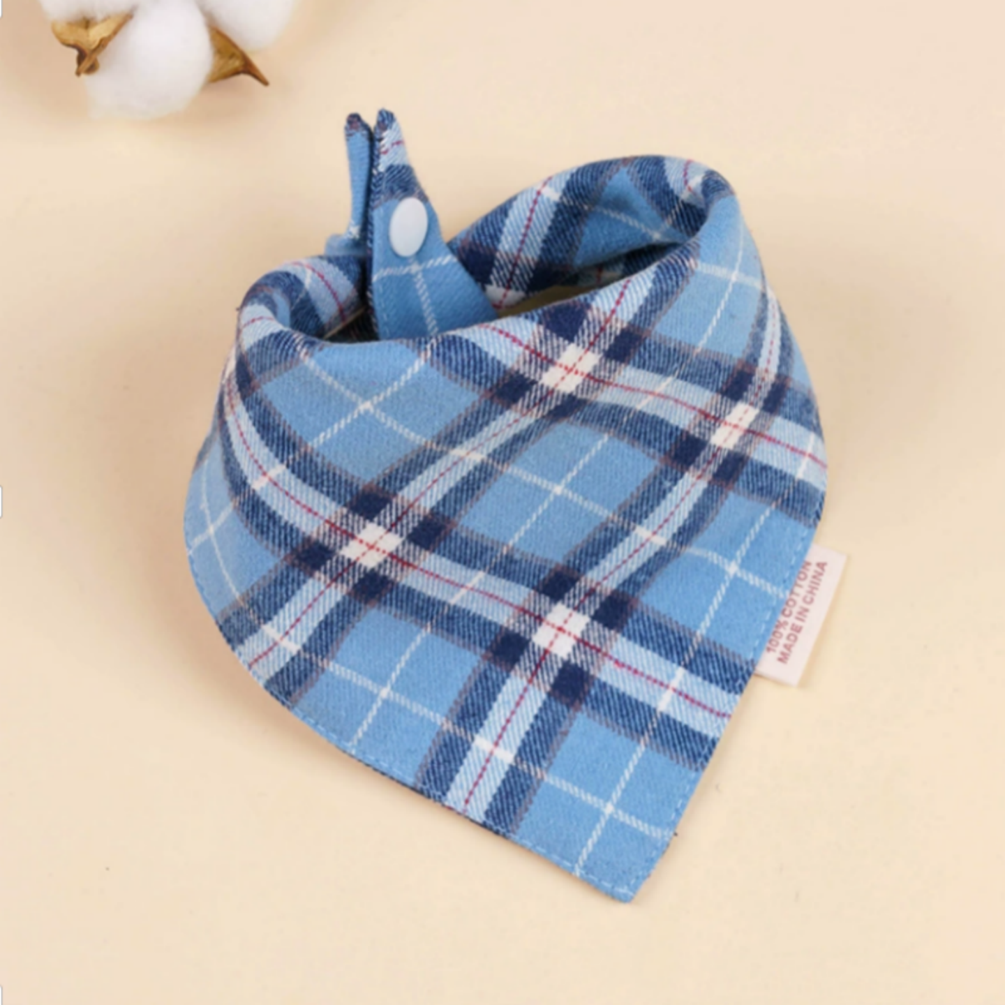 宠物口水巾全棉双层三角巾狗狗猫咪通用围兜泰迪比熊英短围巾格子