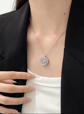 《八宝罗盘》小众设计师款罗盘拼接925银饰项链可转动的圆盘项链