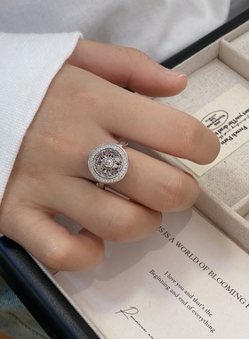 《转动罗盘戒指》ins设计师款轻奢转动八宝罗盘戒指s925纯银指环