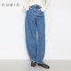 复古极简风斜向分割线高腰廓形休闲镰刀牛仔裤 CUBIC 成长手记