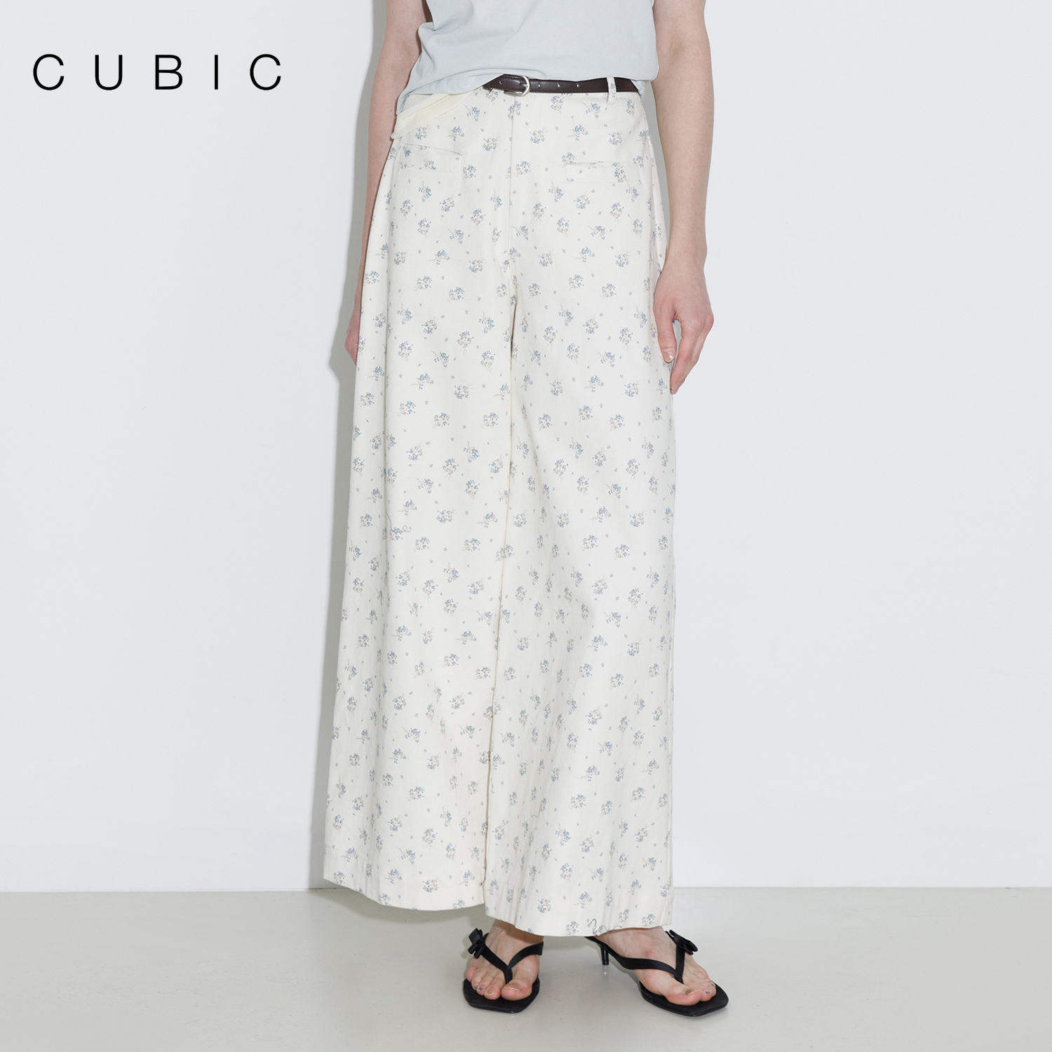 CUBIC小碎花全棉阔腿休闲裤