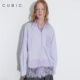 CUBIC午后伦敦 层次感气质蕾丝拼接宽松休闲衬衫