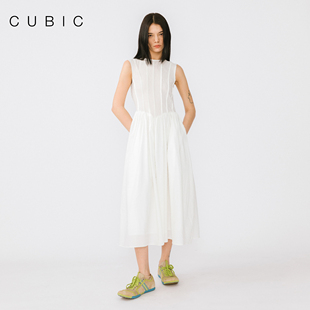立体提花背心式 CUBIC法式 纯棉多片式 解构时尚 收腰连衣裙
