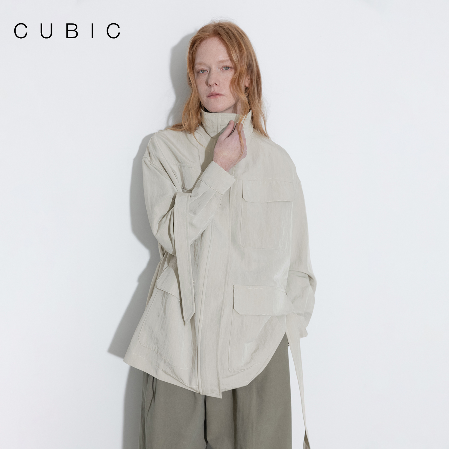 CUBIC落肩多口袋宽松工装外套