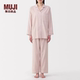 日本无印MUJI睡衣棉法兰绒家居服女情侣套装 男良品无侧缝家居