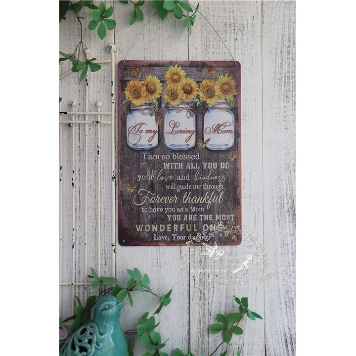 S588多款 复古园艺仿旧花朵铁皮画 花园阳台墙面装饰 怀旧挂画