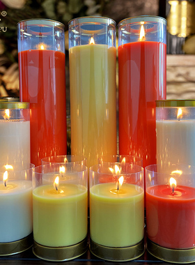 照明蜡烛无烟停电应急老式家用长杆圆柱供佛灯红黄白色耐烧酥油灯