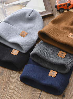 全纯棉儿童帽子秋冬季2025新款中大童撞色贴布百搭潮男童圆领针织