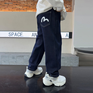 全纯棉男童加绒牛仔裤秋冬新款2025男孩中大童直筒弹力儿童一体绒