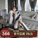 拼色皮草毛毛上衣优雅气质毛短外套 MIMIWU 现货秒发