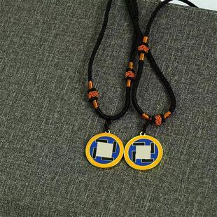 万字符项链2.6CM江氏黄铜镀金双面万字蓝边黄边绿边黑边项链吊坠